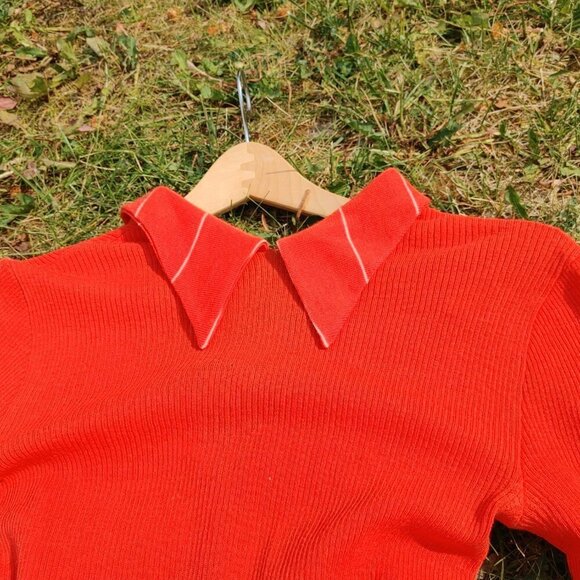 BEAUTIFUL VINTAGE LUCIA Long Sleeve Knit Dress Women's Size Small 70s Chevron - Picture 8 of 8